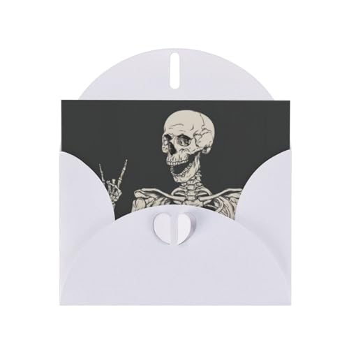 OPSREY Geburtstagskarte mit Umschlag, Motiv: Totenkopf, Rockroll, Skelettknochen, für alle Anlässe von OPSREY