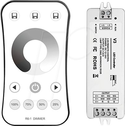 OPT AC6348 - Controller, LED-Streifen, einfarbig, mit Fernbedienung OPT AC6348 - Controller, LED-Streifen, einfarbig, mit Fernbedienung von OPTONICA