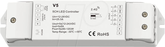 OPT AC6366 - Controller, LED-Streifen, RGB+CCT, RF2,4 GHz von OPTONICA
