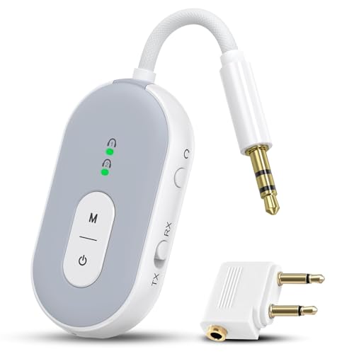 Bluetooth 5.3 Sender Klinke, 2 in 1 Bluetooth Transmitter Empfänger für Zwei Kopfhörer, Bluetooth Audio Adapter Kompatibel mit Flugzeug, TV, Stereoanlage, Audio System, Unterstützt aptX Low Latency Bluetooth 5.3 Sender Klinke, 2 in 1 Bluetooth Transmitter Empfänger für Zwei Kopfhörer, Bluetooth Audio Adapter Kompatibel mit Flugzeug, TV, Stereoanlage, Audio System, Unterstützt aptX Low Latency von OQIMAX
