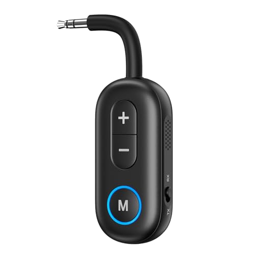 Bluetooth 5.3 Sender Klinke Bluetooth Adapter, OQIMAX Bluetooth Transmitter und Receiver 2 in 1, Mini Bluetooth Musik Adapter, Audioempfänger, für Heimstereo, Kopfhörer, Lautsprecher, Laptop von OQIMAX