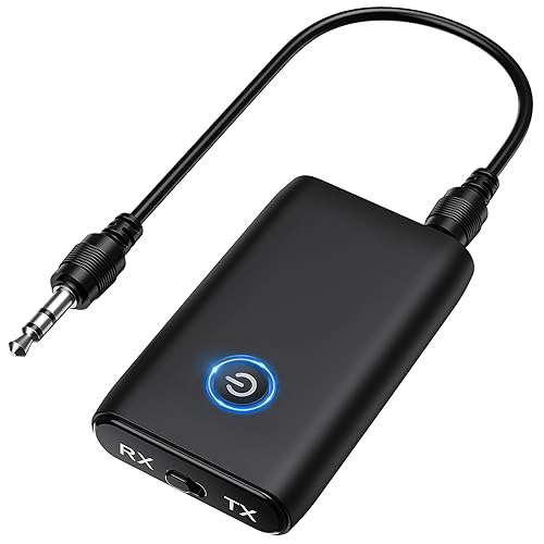 OQIMAX Bluetooth Adapter Audio, 2 in 1 Bluetooth 5.0 Sender Empfänger, Bluetooth Transmitter Receiver Klinke 3,5 AUX für Kopfhörer, Lautsprecher, Stereoanlage, Auto, TV, Laptop von OQIMAX