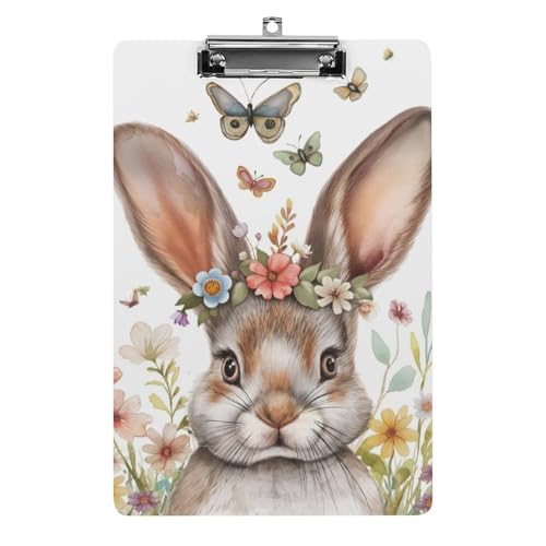 Acryl Klemmbretter Aquarell Hase Blumen Kaninchen Office File Folders Platte Klemmbrett Für Das Schreiben Malerei von OQPDONCWR