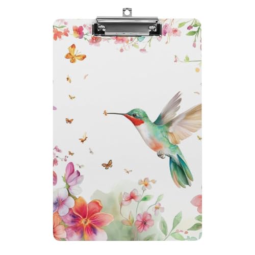 Acryl Klemmbretter Aquarell Kolibri Schmetterling Blumen Office File Folders Platte Klemmbrett Für Das Schreiben Malerei von OQPDONCWR