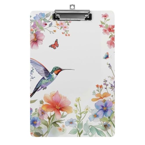 Acryl Klemmbretter Aquarell Kolibri Schmetterlingsblumen Office File Folders Platte Klemmbrett Für Das Schreiben Malerei von OQPDONCWR