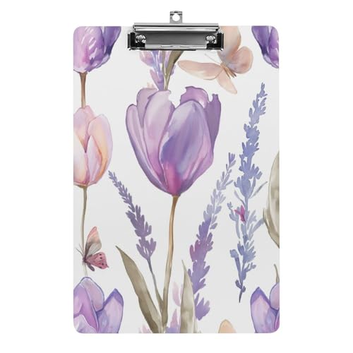 Acryl Klemmbretter Aquarell Tulpen Und Lavendelblüten Office File Folders Platte Klemmbrett Für Das Schreiben Malerei von OQPDONCWR