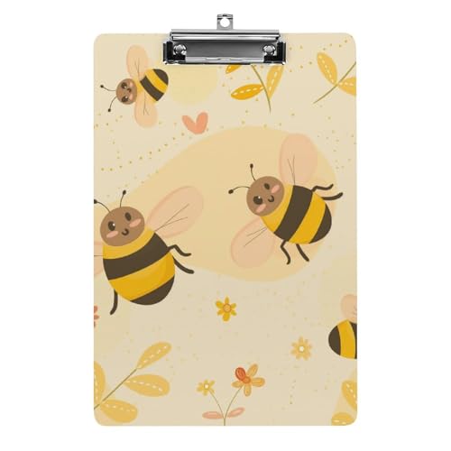 Acryl Klemmbretter Bienen Fliegende Blumen Gelb Office File Folders Platte Klemmbrett Für Das Schreiben Malerei von OQPDONCWR