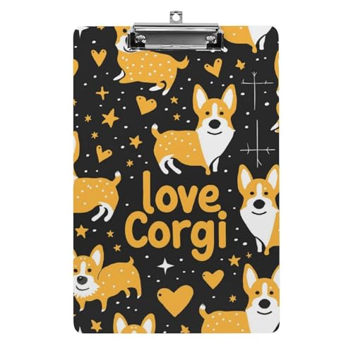 Acryl Klemmbretter Corgi Liebessterne Muster Office File Folders Platte Klemmbrett Für Das Schreiben Malerei von OQPDONCWR