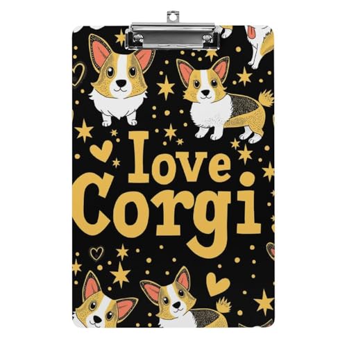 Acryl Klemmbretter Corgi Love Stars Muster Office File Folders Platte Klemmbrett Für Das Schreiben Malerei von OQPDONCWR