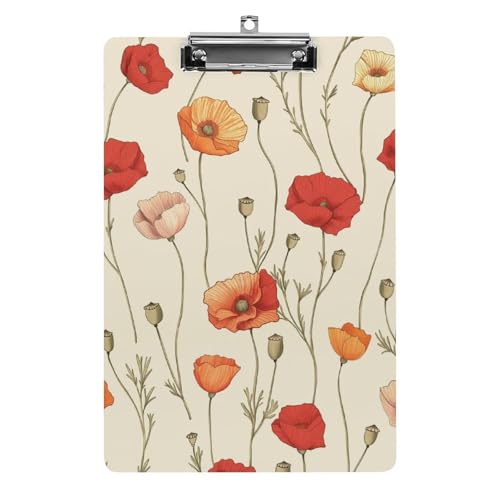 Acryl Klemmbretter Mohnblumen Blüte Blumen Rot Und Orange Office File Folders Platte Klemmbrett Für Das Schreiben Malerei von OQPDONCWR