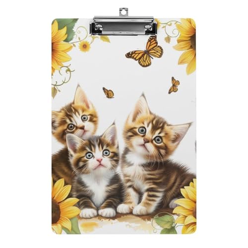 Acryl Klemmbretter Niedliche Katzen Sonnenblumen Schmetterling Office File Folders Platte Klemmbrett Für Das Schreiben Malerei von OQPDONCWR