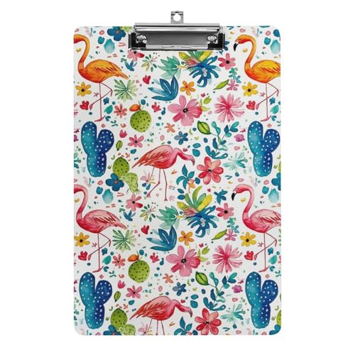 Acryl Klemmbretter Rosa Flamingos Kakteen Muster Office File Folders Platte Klemmbrett Für Das Schreiben Malerei von OQPDONCWR