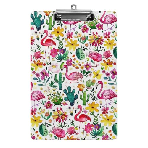 Acryl Klemmbretter Rosa Flamingos Kakteen Muster Office File Folders Platte Klemmbrett Für Das Schreiben Malerei von OQPDONCWR