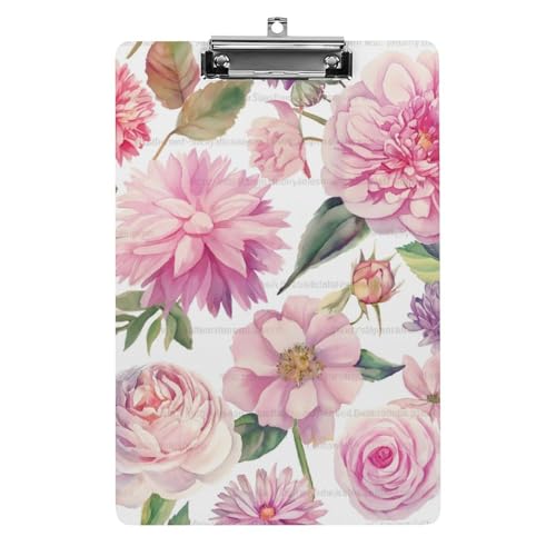 Acryl Klemmbretter Rosa Rosen Blumen Blume Blüte Aquarell Office File Folders Platte Klemmbrett Für Das Schreiben Malerei von OQPDONCWR