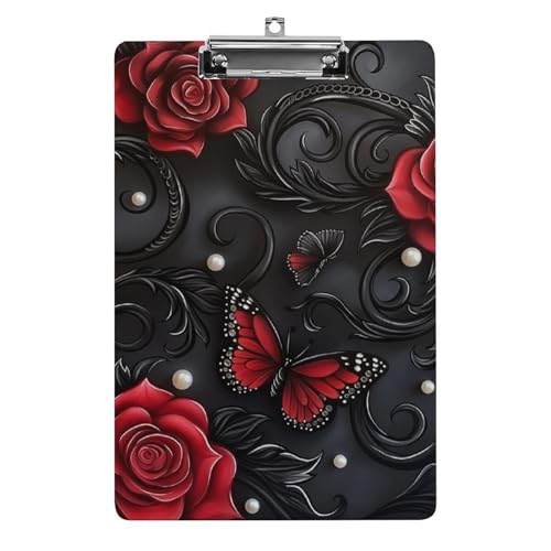 Acryl Klemmbretter Rosen Blumen Schmetterlinge Office File Folders Platte Klemmbrett Für Das Schreiben Malerei von OQPDONCWR