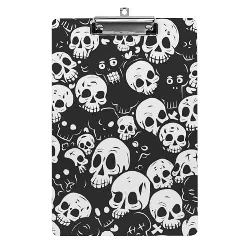 Acryl Klemmbretter Schwarze Und Weiße Totenköpfe Muster Office File Folders Platte Klemmbrett Für Das Schreiben Malerei von OQPDONCWR