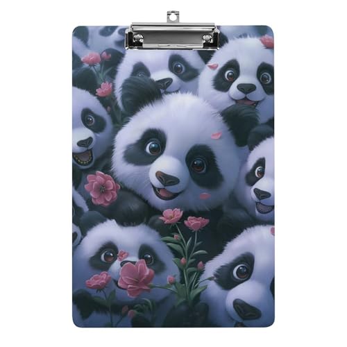 Acryl Klemmbretter Süße Pandas Blumen Geblümt Office File Folders Platte Klemmbrett Für Das Schreiben Malerei von OQPDONCWR