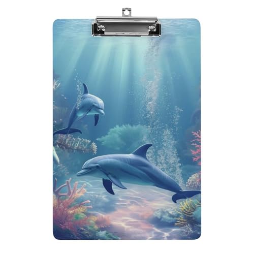 Acryl Klemmbretter Unterwasserszene Mit Delfinen Koralle Office File Folders Platte Klemmbrett Für Das Schreiben Malerei von OQPDONCWR