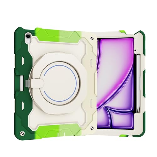 OQQPXIUY Tablet PC Taschen Hüllen Sleeves Kinderhülle kompatibel mit iPad Air 13 Zoll Hülle M3 2025/M2 2024 Tablet-Abdeckung, robuste, stoßfeste Schutzhülle mit Ständer und Schultergurt(Green) von OQQPXIUY