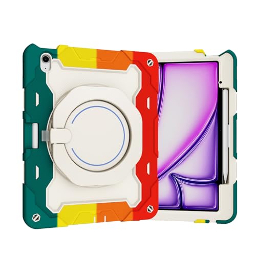 OQQPXIUY Tablet PC Taschen Hüllen Sleeves Kinderhülle kompatibel mit iPad Air 13 Zoll Hülle M3 2025/M2 2024 Tablet-Abdeckung, robuste, stoßfeste Schutzhülle mit Ständer und Schultergurt(Red) von OQQPXIUY