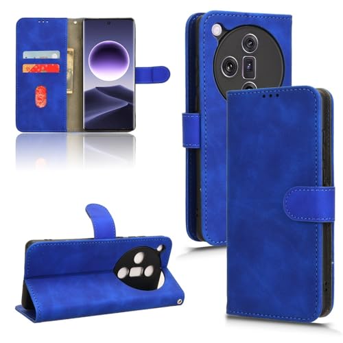 Smartphone-Klapphülle Kompatibel mit Oppo Find X7 Hülle mit Kartenhalter, Klapphülle aus PU-Leder, Handyhülle mit Handschlaufe, stoßfeste Schutzhülle Klapphüllen(Blue) von OQQPXIUY