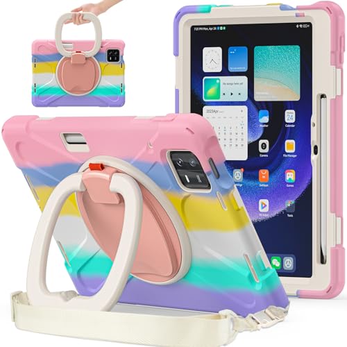 Tablet PC Taschen Hüllen Sleeves Hülle kompatibel mit Xiaomi Pad 6/Pad 6 Pro 11 Zoll 2023, stoßfeste, robuste Abdeckung mit 360° drehbarem Ständer, robuste Tablet-Hülle mit Hand-/Schultergurt(Pink c) Tablet PC Taschen Hüllen Sleeves Hülle kompatibel mit Xiaomi Pad 6/Pad 6 Pro 11 Zoll 2023, stoßfeste, robuste Abdeckung mit 360° drehbarem Ständer, robuste Tablet-Hülle mit Hand-/Schultergurt(Pink c) von OQQPXIUY