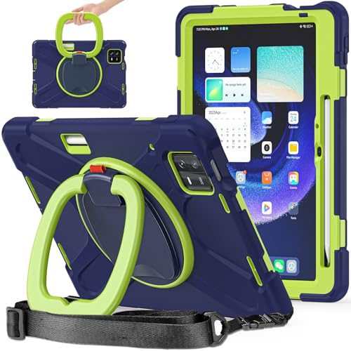 Tablet PC Taschen Hüllen Sleeves Hülle kompatibel mit Xiaomi Pad 6/Pad 6 Pro 11 Zoll 2023, stoßfeste, robuste Abdeckung mit 360° drehbarem Ständer, robuste Tablet-Hülle mit Hand-/Schultergurt(Blue+Lim Tablet PC Taschen Hüllen Sleeves Hülle kompatibel mit Xiaomi Pad 6/Pad 6 Pro 11 Zoll 2023, stoßfeste, robuste Abdeckung mit 360° drehbarem Ständer, robuste Tablet-Hülle mit Hand-/Schultergurt(Blue+Lim von OQQPXIUY