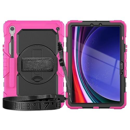 Tablet PC Taschen Hüllen Sleeves Kompatibel mit Samsung Galaxy Tab S10 FE 10,9 Zoll (SM-X520/X526B/X528U) 2025, robuste, stoßfeste TPU-Hülle, Schutzhülle mit Displayschutzfolie, 380° schwenkbarer Stän von OQQPXIUY