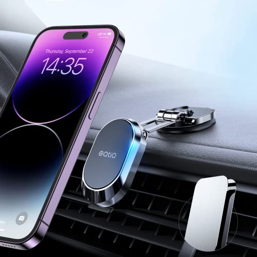 OQTIQ Handyhalterung Auto Magnet, Legierung Klappbarer Magnet Handyhalterung fürs Auto, 360° Drehbarer Magnetischer Handyhalter Auto [Superstarke 6 Magnete] Armaturenbrett Handy Halterung Auto von OQTIQ