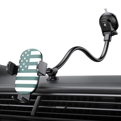 OQTIQ Handyhalterung für Auto, Schwanenhals, 33 cm langer Arm, Auto-Handyhalterung für Armaturenbrett, Windschutzscheibe, starker Saugnapf, Handyhalterung für Auto, LKW (patriotische Flagge) von OQTIQ