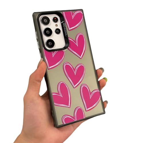 Luxuriöse, galvanisierte, Silberne Love Heart Hard Slim Back Cover (für Samsung S21Ultra/BlackRoseAX) von ORBANA