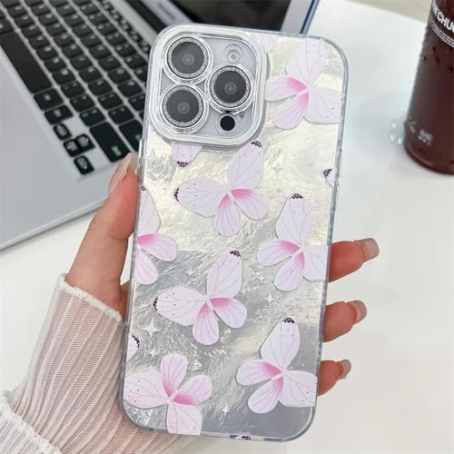 ORBANA Butterfly Hard Pc Laser Stoßfeste Glitzer Kameraschutz Rückseite (Für iPhone 15/HU5) von ORBANA