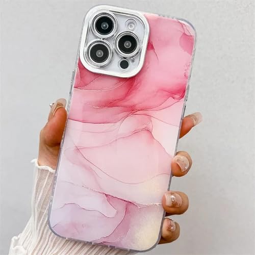 ORBANA Galvanisierter Marmor-Glitzer-Kameraschutz, stoßfeste, Harte PC-Rückseite (für iPhone 15 Pro/M2) von ORBANA