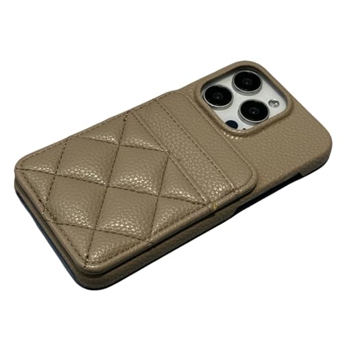 ORBANA Hülle für iPhone 14 (6,1 Zoll), luxuriöses Kartenfach, Brieftasche, Leder, trendiges Gitter, Kartenschlitz, Matte, weiche Hülle, Kamel, für iPhone 14 (6,1 Zoll) von ORBANA