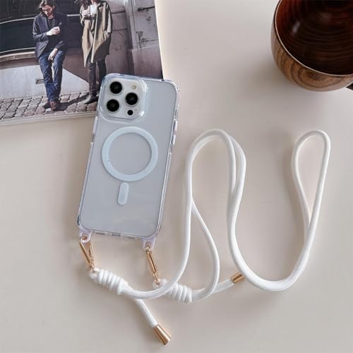 ORBANA Hülle für iPhone 14 Pro Max Hängeseil Hochtransparentes TPU Kabelloses Laden Magnetische Umhängeband-Gurtabdeckung (für iPhone 14 Pro Max/8) von ORBANA