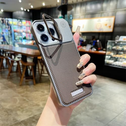 ORBANA Hülle für iPhone 16 Plus, Luxus, Rahmenlos, Kohlefasermuster, schlanke, kabellose Ladelinsenhalterung (für iPhone 16 Plus/Wüstengold) von ORBANA
