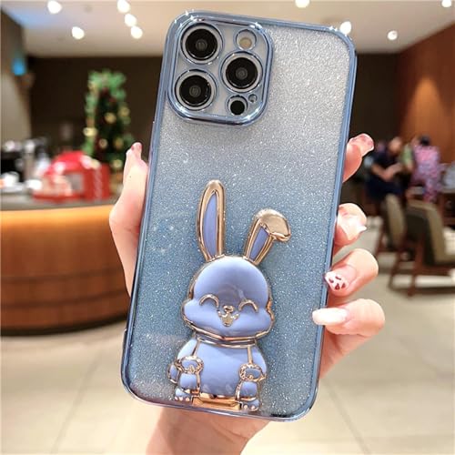 ORBANA Hülle für iPhone XR, luxuriöser Überzug, glänzender Kaninchenhalter, weiche, stoßfeste Standabdeckung (für iPhone XR/HELLBLAU) von ORBANA