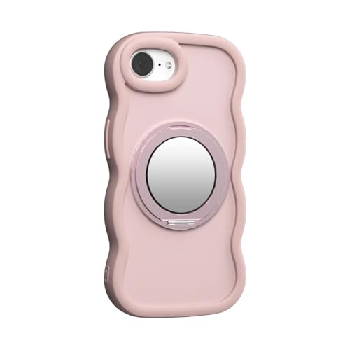 ORBANA Kabelloses Laden, magnetischer Spiegelringständer, stoßfestes Wave-Hardcover (für iPhone 13/Pink) von ORBANA