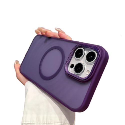 ORBANA Luxuriöse, magnetische Schutzhülle aus Silikon mit mattem Rahmen (für iPhone 15 Pro/Lila) von ORBANA