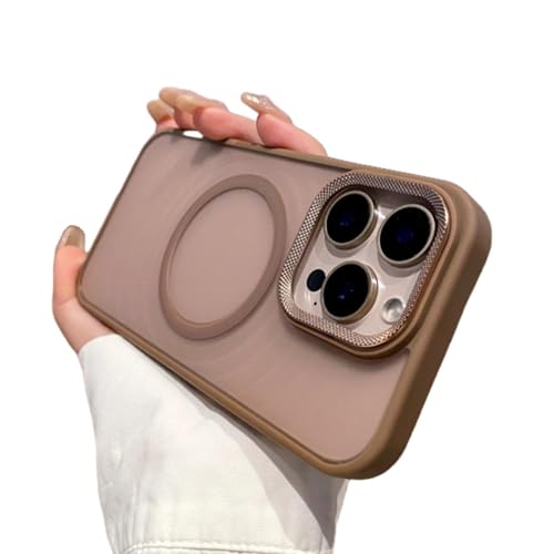 ORBANA Luxuriöse, magnetische Schutzhülle aus Silikon mit mattem Rahmen (für iPhone 15 Pro Max/Braun) von ORBANA