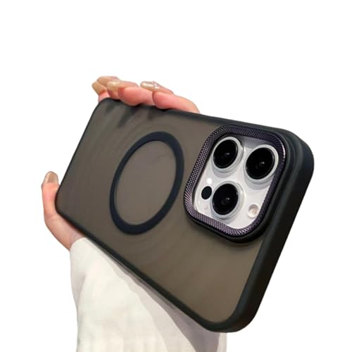 ORBANA Luxuriöse, magnetische Schutzhülle aus Silikon mit mattem Rahmen (für iPhone 15 Pro Max/Schwarz) von ORBANA