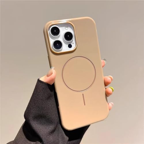 ORBANA Luxuriöse, magnetische Schutzhülle mit glänzendem Silikonrahmen (für iPhone 15 Pro Max/Braun) von ORBANA