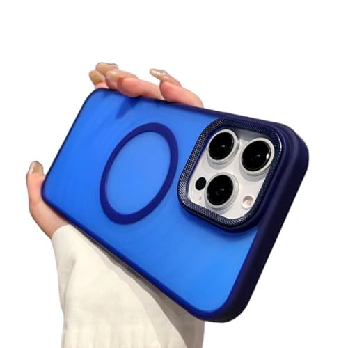 ORBANA Luxuriöse, magnetische Silikonrahmen-Schutzhülle mit mattem Rahmen (für iPhone 15 Pro Max/Blau) von ORBANA