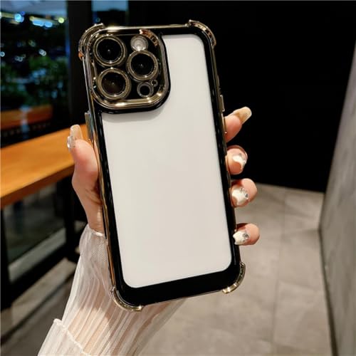 ORBANA Luxuriöse, plattierte, farbechte Schutzhülle mit weichem Rahmen und transparenter Linse (für iPhone 13 Pro/Schwarz) von ORBANA