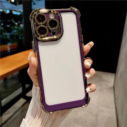 ORBANA Luxuriöse, plattierte, weiche Rahmen-Schutzhülle mit transparenter Linse (für iPhone 14 Pro Max/Lila) von ORBANA