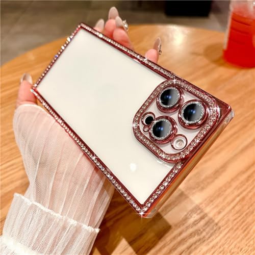 ORBANA Luxuriöse Schutzhülle mit transparentem Blitzdiamant und Glitzerrahmen (für iPhone 14 Pro/Pink) von ORBANA