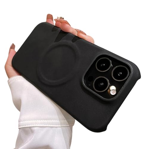 ORBANA Luxuriöse magnetische Schutzhülle mit klassischem Fell-Lederrahmen (für iPhone 12/Schwarz) von ORBANA