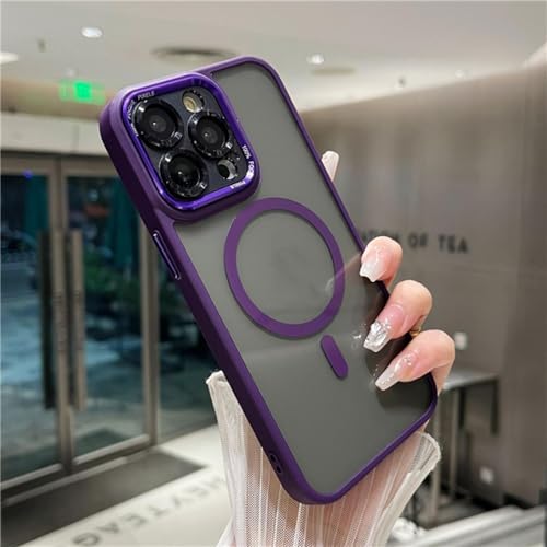 ORBANA Luxuriöse transparente magnetische Schutzhülle mit weichem Rahmen (für iPhone 14 Pro/Lila) von ORBANA