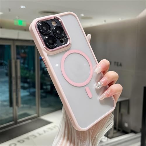 ORBANA Luxuriöse transparente magnetische Schutzhülle mit weichem Rahmen (für iPhone 15/Pink) von ORBANA