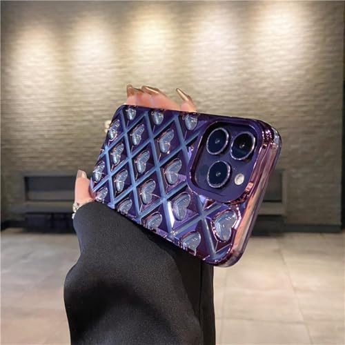 ORBANA Luxuriöser Beschichtungsrahmen, süßes Liebesherz, weiche Schutzhülle (für iPhone 14 Pro Max/Lila) von ORBANA